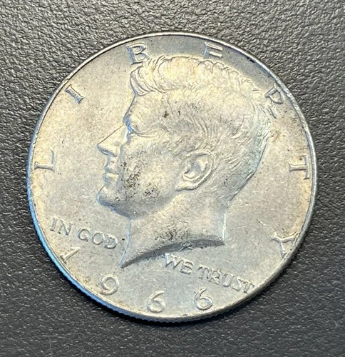 1966 Kennedy Half Dollar / 40% Silver US Coin / 50 Cent Piece