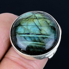 Excellent Labradorite Gemstone 925 Sterling Silver Jewelry Ring Size 6.5