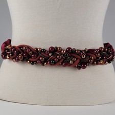 Vintage Carolyn Tanner Statement Art Belt Fabric Multi Color Beaded Adjustable