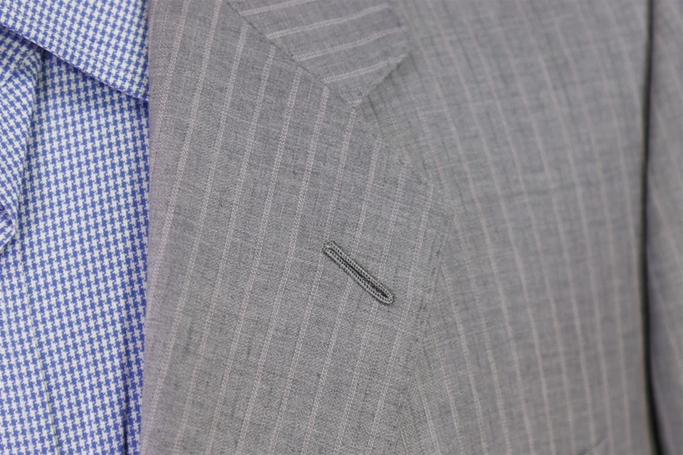 Blazer de lana Hickey Freeman a medida a mano gris rosa a rayas 2-Btn 40S Foto 4 de 4