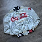 VINTAGE 80’s COCA-COLA SATIN SNAP FRONT JACKET MADE IN USA KING LOUIE TAG SIZE L