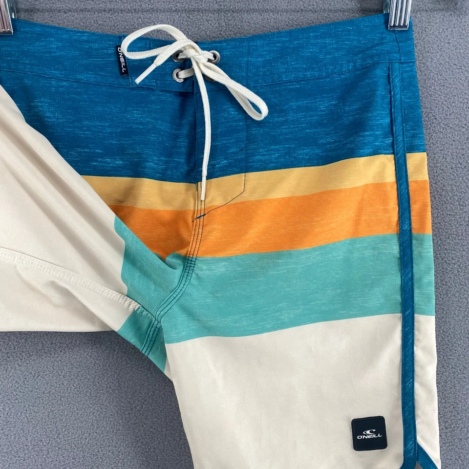 Oneill Boys Lennox Scallop Boardshorts 26 Blue Hyperdry Stretch Swim Beach - Image 4 of 4