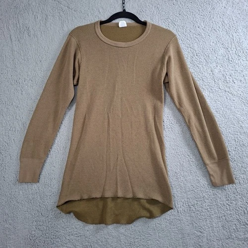Vintage Morgan Mills Arctex Large Thermal Waffle Knit Shirt Long Sleeve Brown - product listing photo
