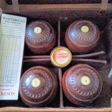 Antique Lawn Bowling Balls, Bowls, Made in Scotland, Thomas , 1-4 in Case