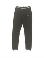 Adidas black & white cuffed girls gym workout leggings age 14 15 years 8