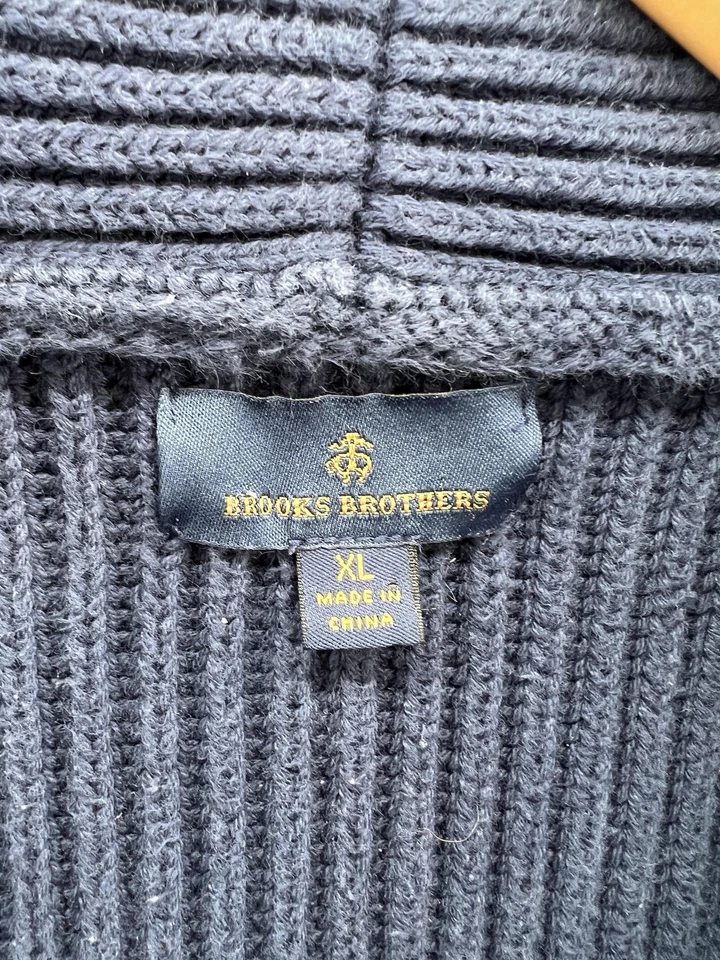 Cárdigan suéter Brooks Brothers cuello chal para hombre XL azul marino acanalado tejido botones Foto 4 de 4