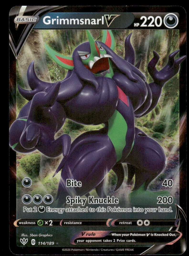 Pokemon Tcg Grimmsnarl V #114 Pokemon Darkness Ablaze NM