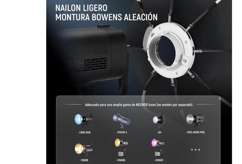 NEEWER 35.4'' Octagonal Softbox, Quick Release Parabolic Soft Box with Bowens Mo - Image 3 of 4