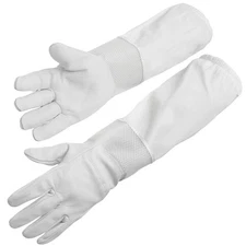 Goatskin Ventilated Leather Beekeeping Gloves, Canvas Sleeve w Elastic Cuff, XL