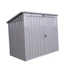 Multi-Use Galvanized Steel Outdoor Bin Shed for Trash, Firewood, & Pets -