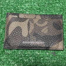 Alexander McQueen Wallet Mens Black Brown Camo Leather Card Holder 4.25"x2.75"