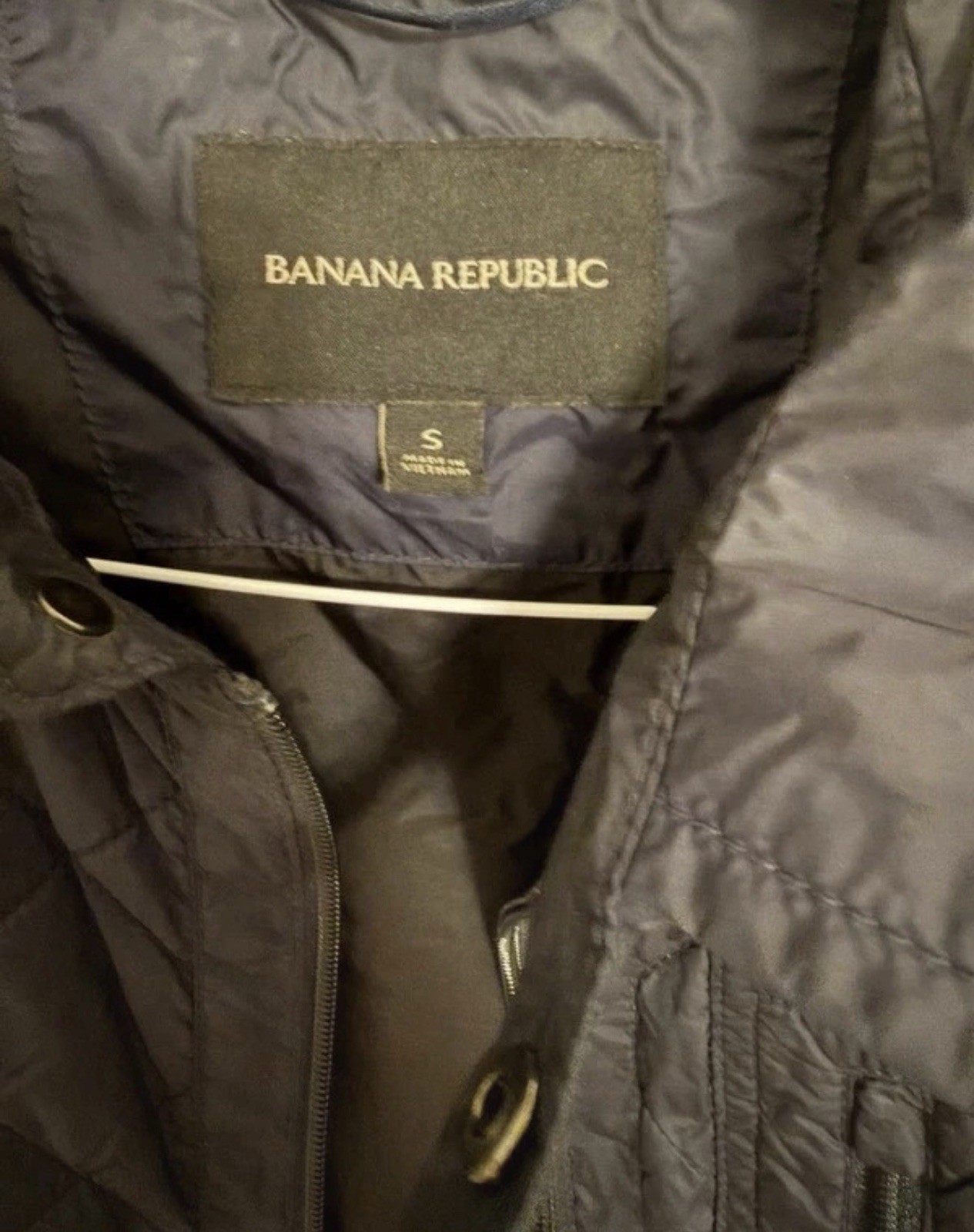 Banana Republic Men’s Navy Quilted Jacket S Full Zip Pockets Point Collar - second product detail image
