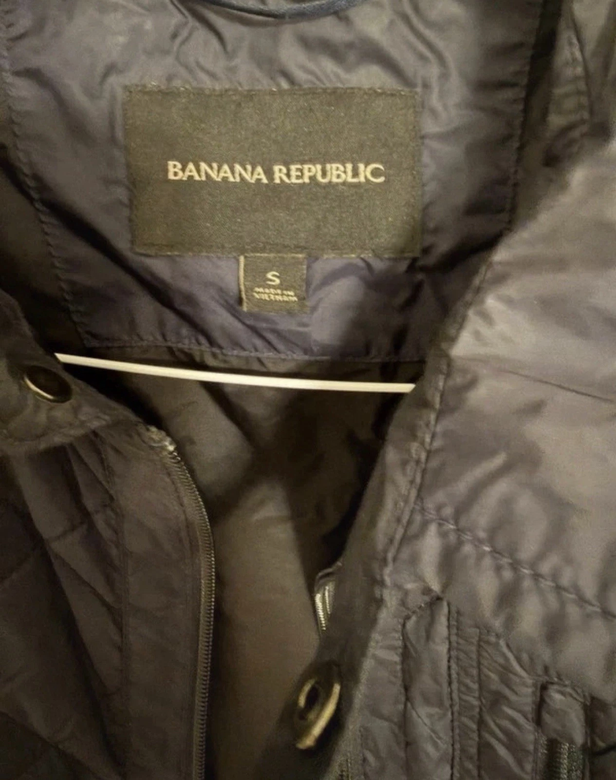 Banana Republic Men’s Navy Quilted Jacket S Full Zip Pockets Point Collar - product detail image 2