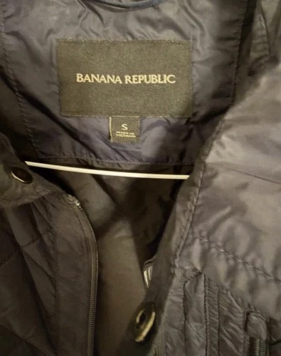 Banana Republic Men’s Navy Quilted Jacket S Full Zip Pockets Point Collar image 2