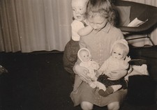 Vintage Photo Pretty Girl with Doll Toy Snapshot 1960