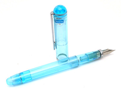 Vintage Pilot CRYSTAL Fountain Pen F S Blue & Chrome LOOK PEN34