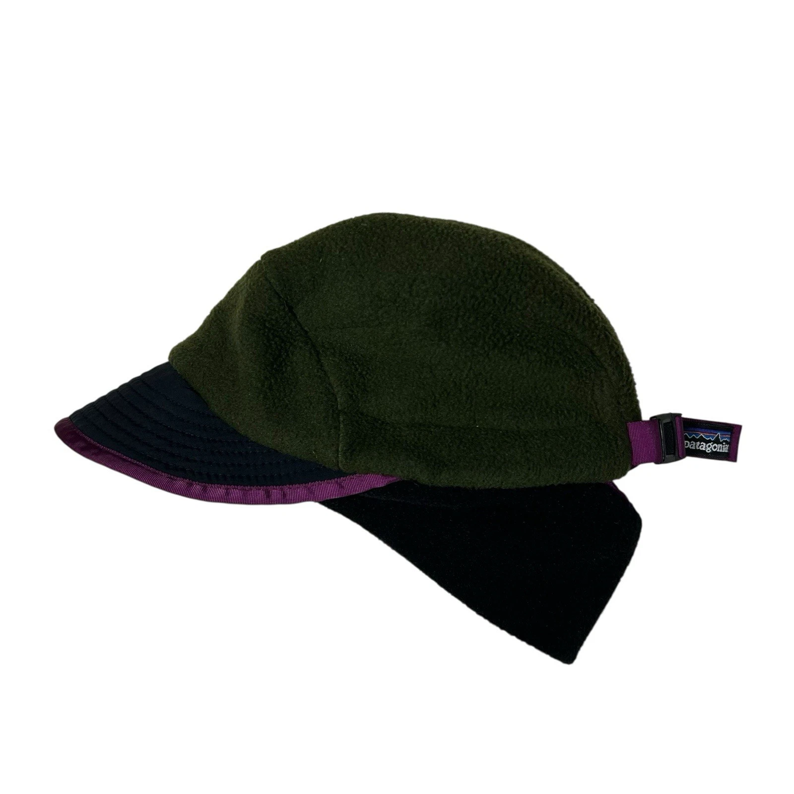 Vintage Patagonia Synchilla Duckbill Hat Cap Green Black Purple Size Medium