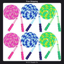 6 Pack Segmented Beaded Jump Rope Adjustable Tangle-Free Skipping Rope Set
