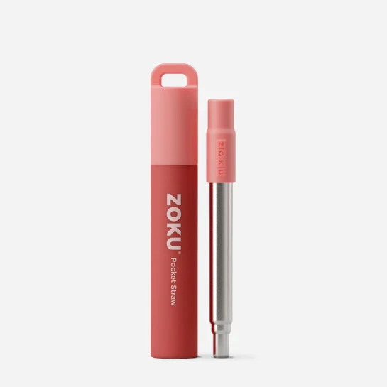 Zoku Two Tone Pocket Telescopic Stainless Steel Straw - Red