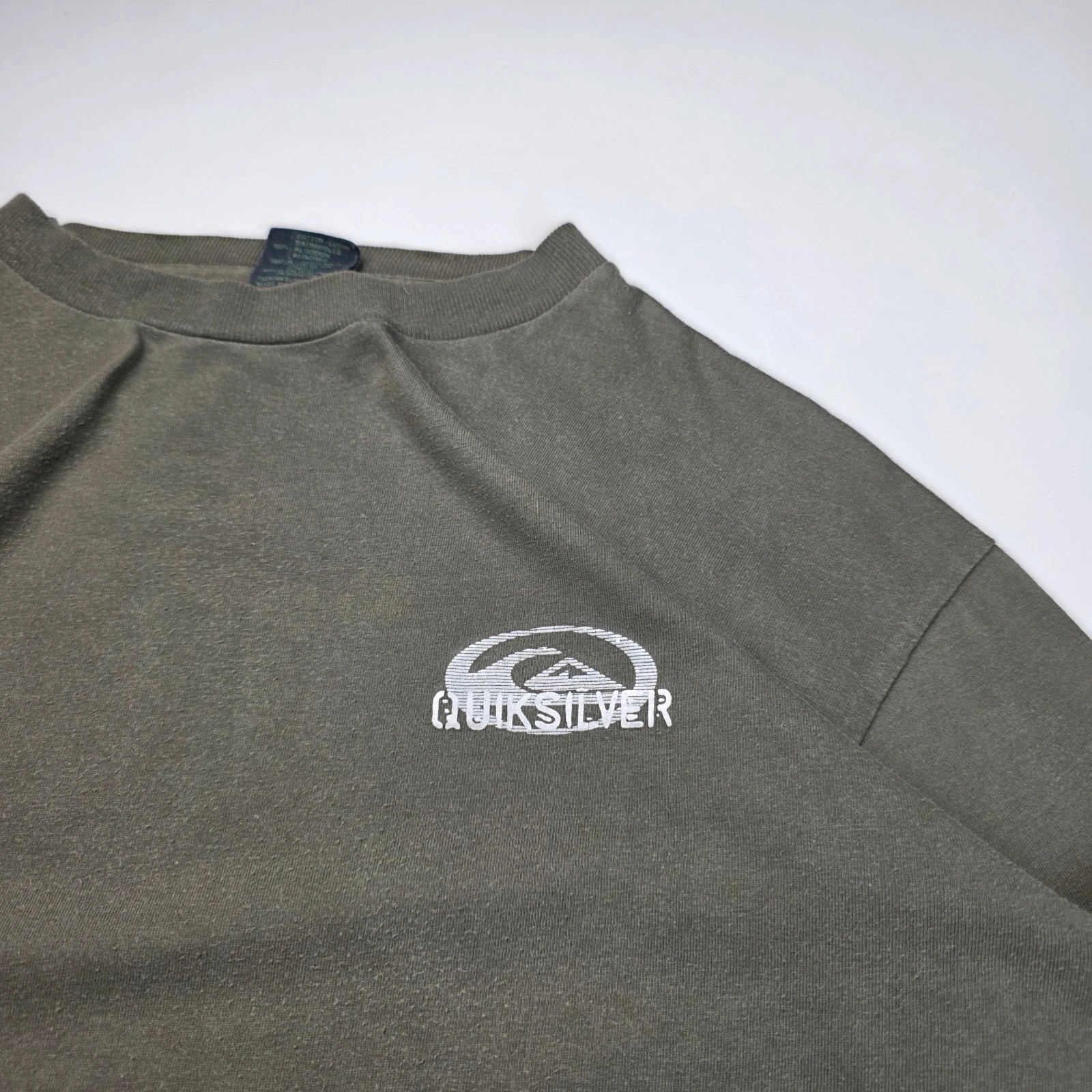 2000s Y2K Quiksilver Khaki Brown Graphic Print Long Sleeve Tee Size Womens Large image 6