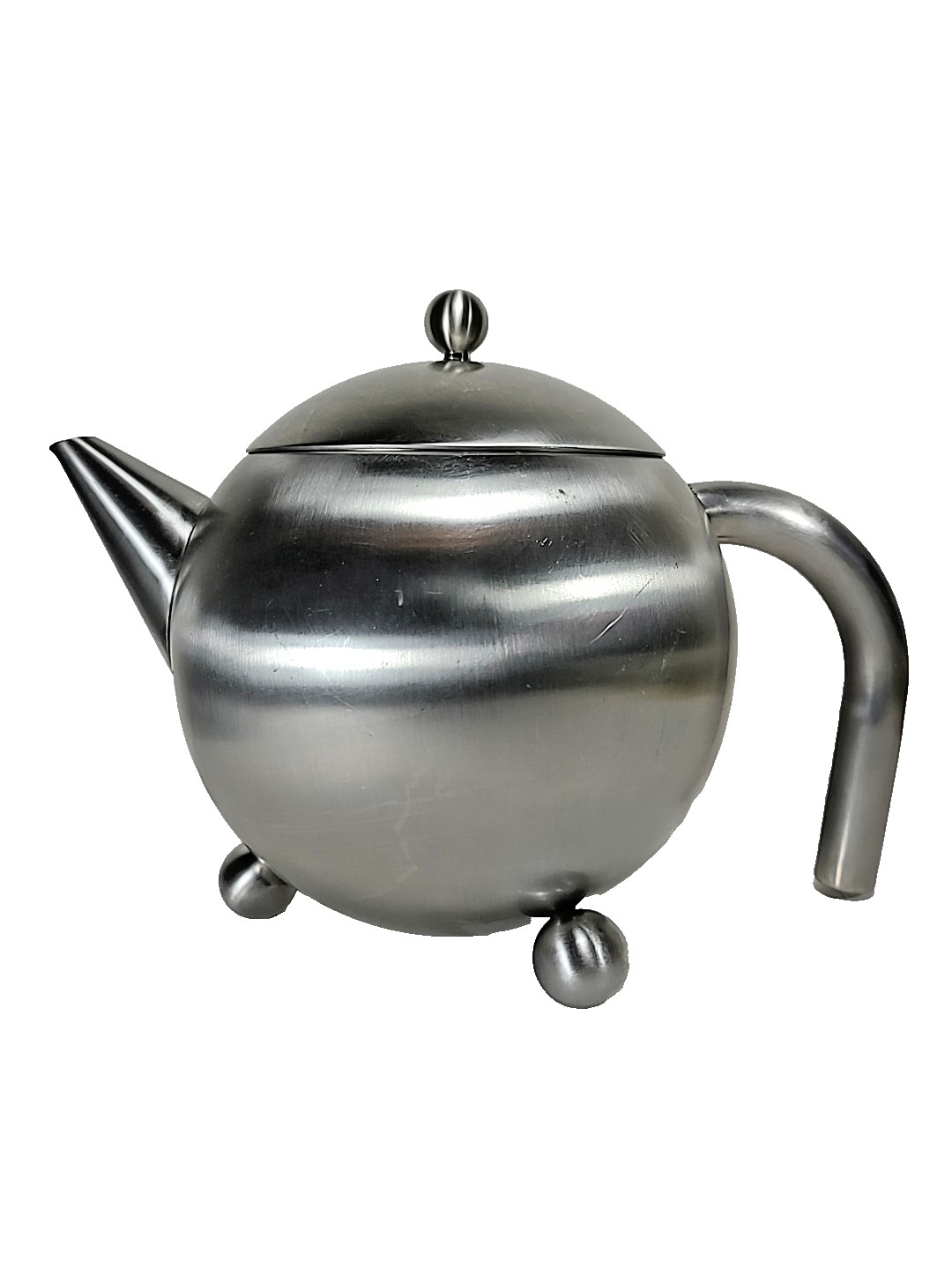Retro Henley Teapot G&H Loose Leaf Tea Pot 27 oz Brushed Stainless Atomic Silver