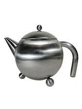 Retro Henley Teapot G&H Loose Leaf Tea Pot 27 oz Brushed Stainless Atomic Silver