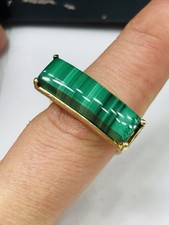 Unusual gilded silver ring with malachite UK size Q never worn