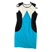 Calvin Klein Colorblock Geometric Sheath Dress Womens 6 Sleeveless Minimalist