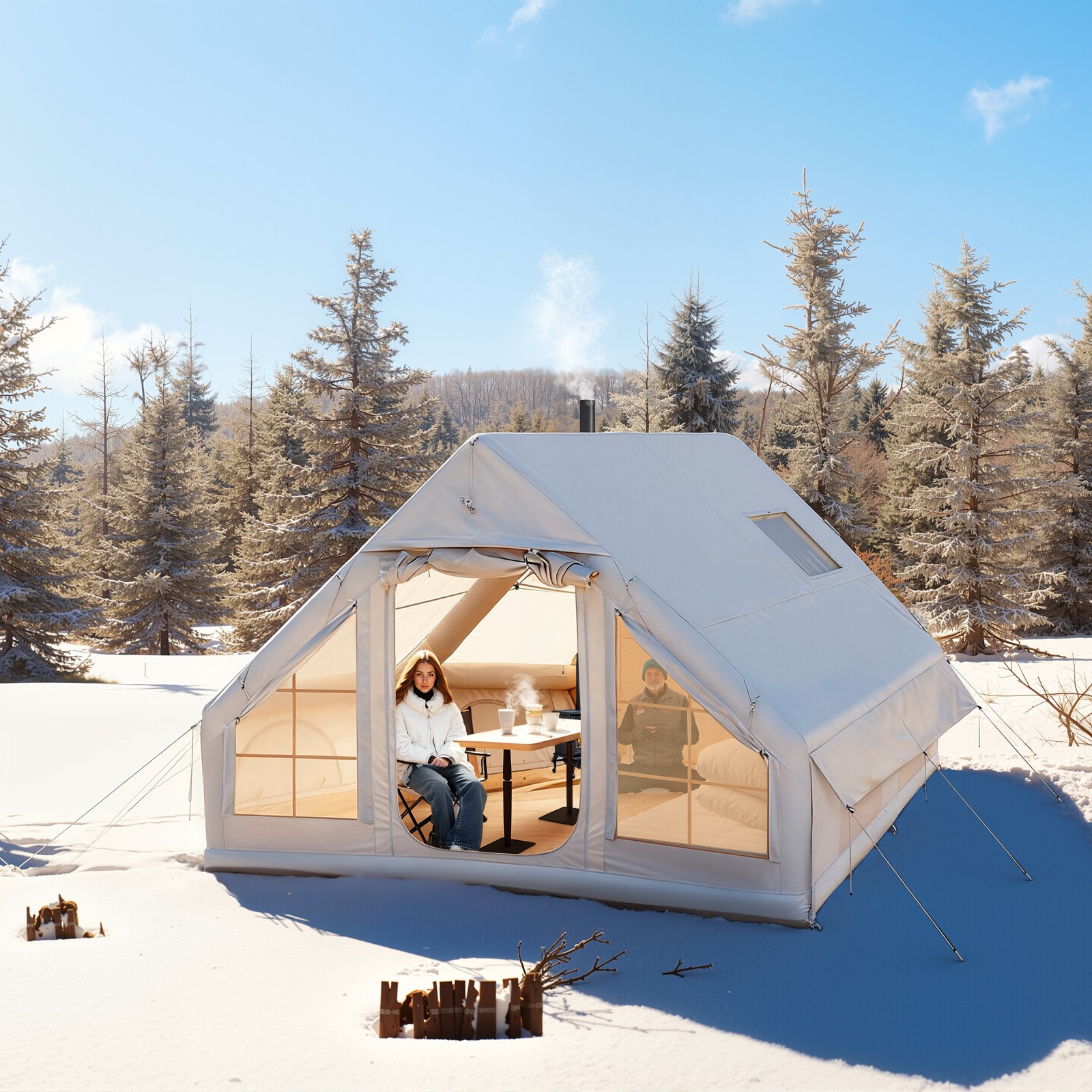 TOYANDONA Inflatable Camping Tents W/ Hand Pump Air Glamping Tents 6 Person Tent