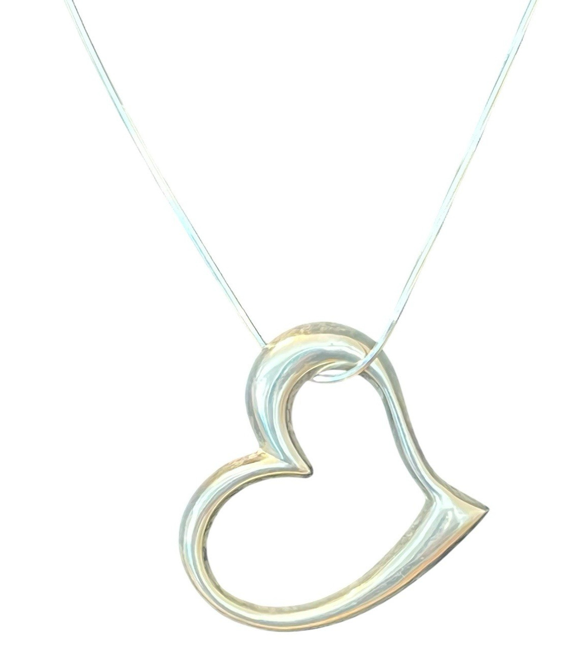 Sterling Silver Large Tilted Flat Back Puffed Hea… - image 2