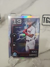 KRISTIAN CAMPBELL 2025 BOWMAN #BTP-13 SCOUTS TOP 100 REFRACTOR MINT RED SOX
