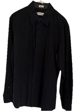 Calvin Klein Regular Fit Cotton Black Striped Button-Up Long Sleeve Men's M