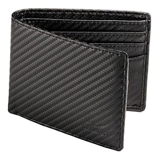 Slim RFID Bifold Wallet for Men in Genuine Carbon Black Leather - Perfect Gift-image