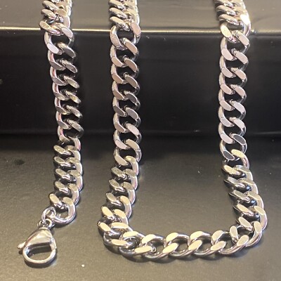 Collana Catena Maglia Cubana 8mm-19mm Placcata Nera Da Uomo In - Foto 9