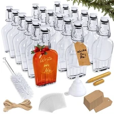 Nevlers 8.5 oz Swing Top Glass Flask (Pack of 18) Includes Funnel, Brush