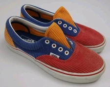 Vans Corduroy Multicolor Colorblock Pattern Shoes Skate Men 6 Women 7.5 No Laces