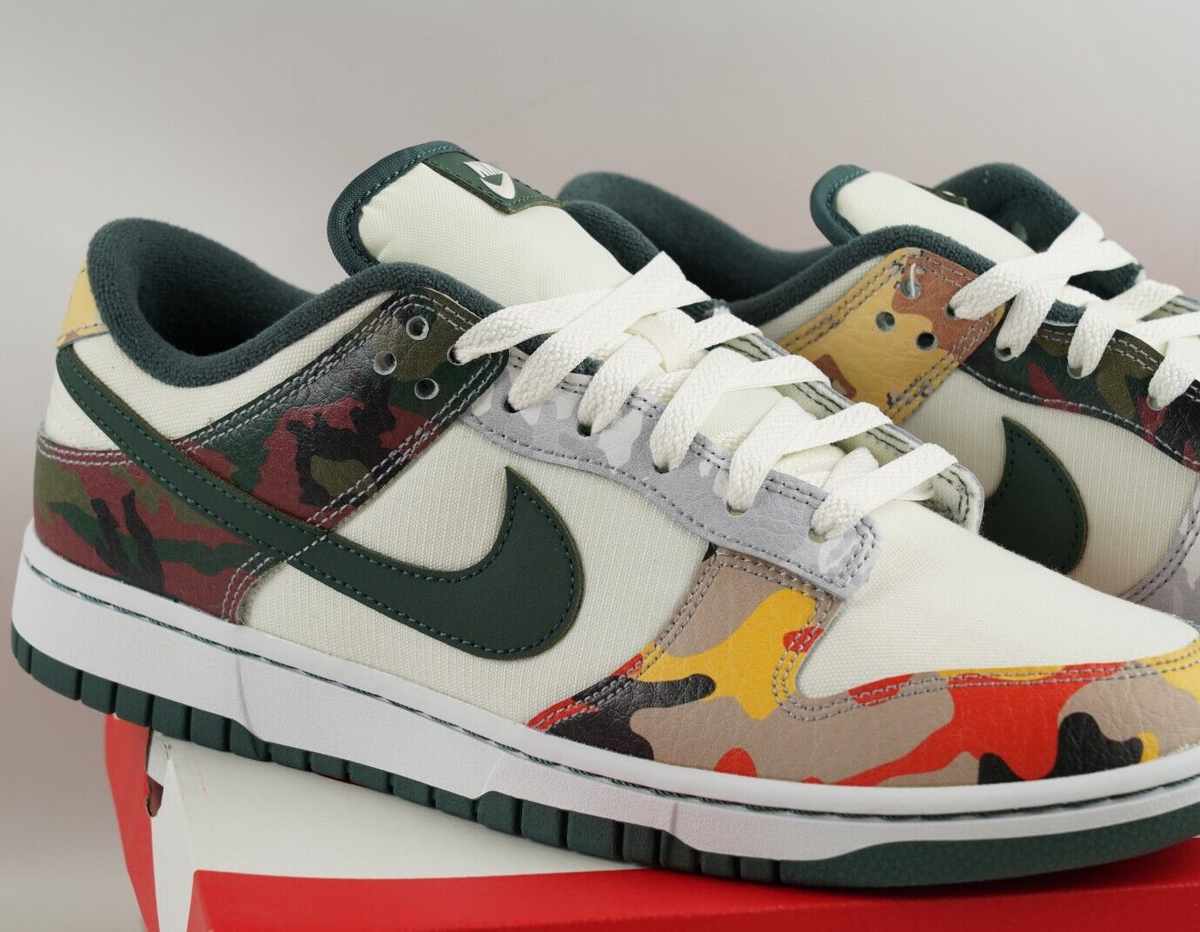 Nike Dunk Low SE DH0957-100 Sail Multi Camo Shoes Men