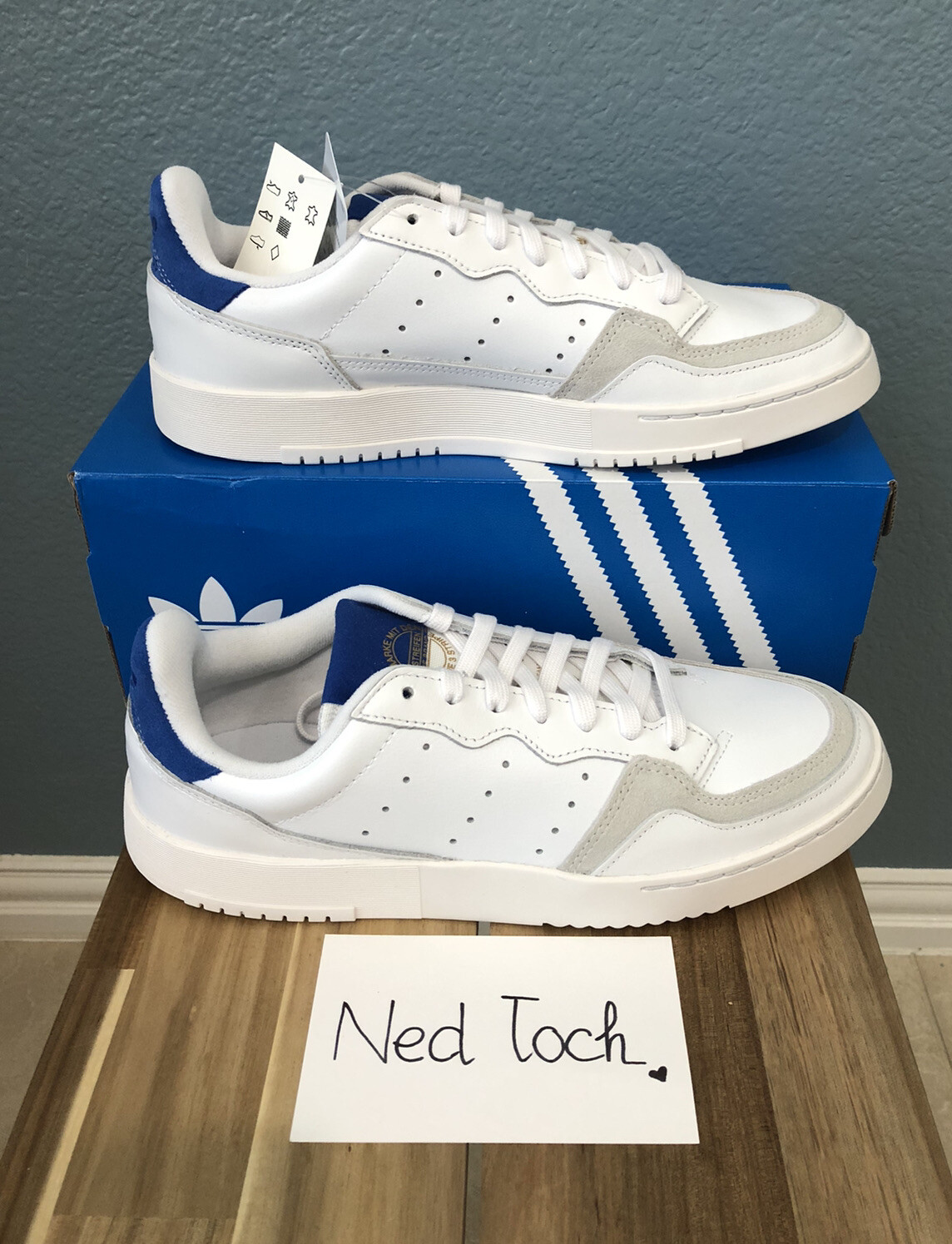 Size 10.5 - adidas Supercourt White Team Royal Blue for sale online | eBay