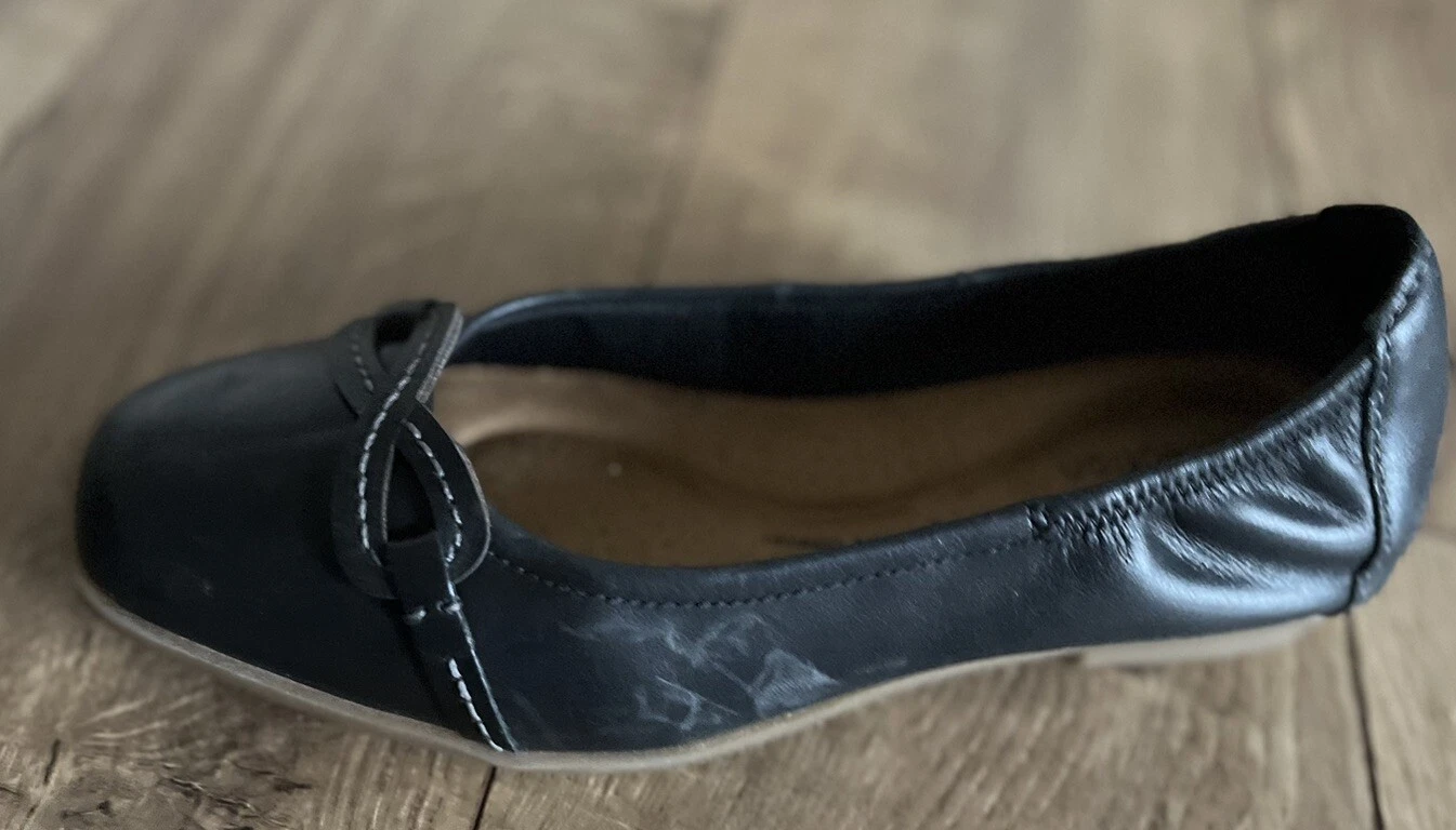 NUOVE scarpe da donna Clarks Collection Ultimate Comfort nere piatte in pelle taglia 6