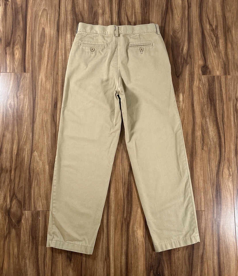 Pantalones Lands End Niños 16 (13-14 años) Beige Caqui Frente Plano Uniforme Pantalones Foto 3 de 4