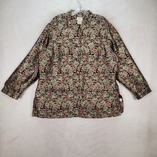 Classic Elements Womens Blazer Gold Floral Silk Blend Grandmacore Plus Size 22w