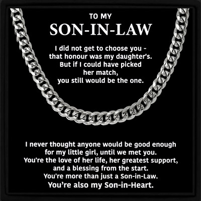 Son-in-Law Gift Necklace Men's Chain with Message Card Sentimental Jewellery