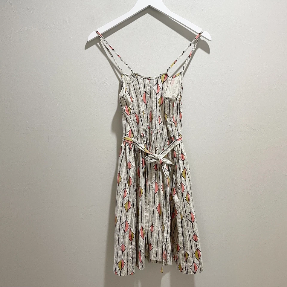 LAUREN MOFFATT Mujer Marfil Negro Rojo Estampado Geométrico Solero Algodón Talla 0 Foto 2 de 4