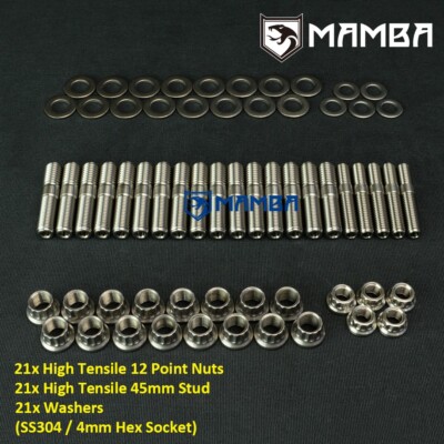 SS304 FORD FALCON BA BF FG XR6 FPV F6 Exhaust Manifold & Turbo Full Stud Kit
