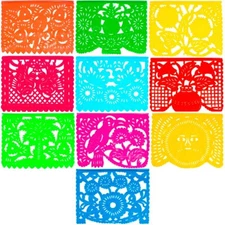 Large Plastic Papel Picado Banner - 15 Feet Long - Two Designs to Choose from