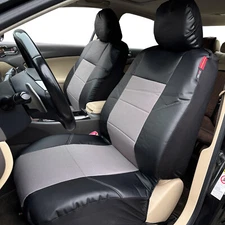 Front Seat Cover Faux Leather & Canvas Grey Black For Toyota Hignlander