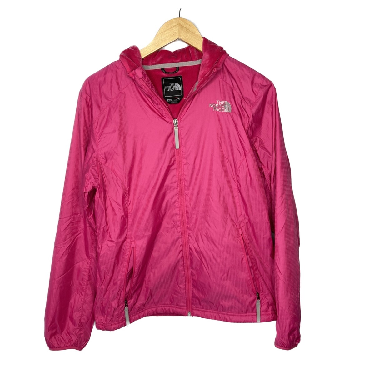 The North Face Pink Hooded Full Zip Fleece Jacket Womens M Nylon