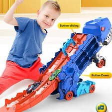 Toddler Car Toy Pull Back Dino Car Dinosaur Transport Carrier Truck Kids Gift