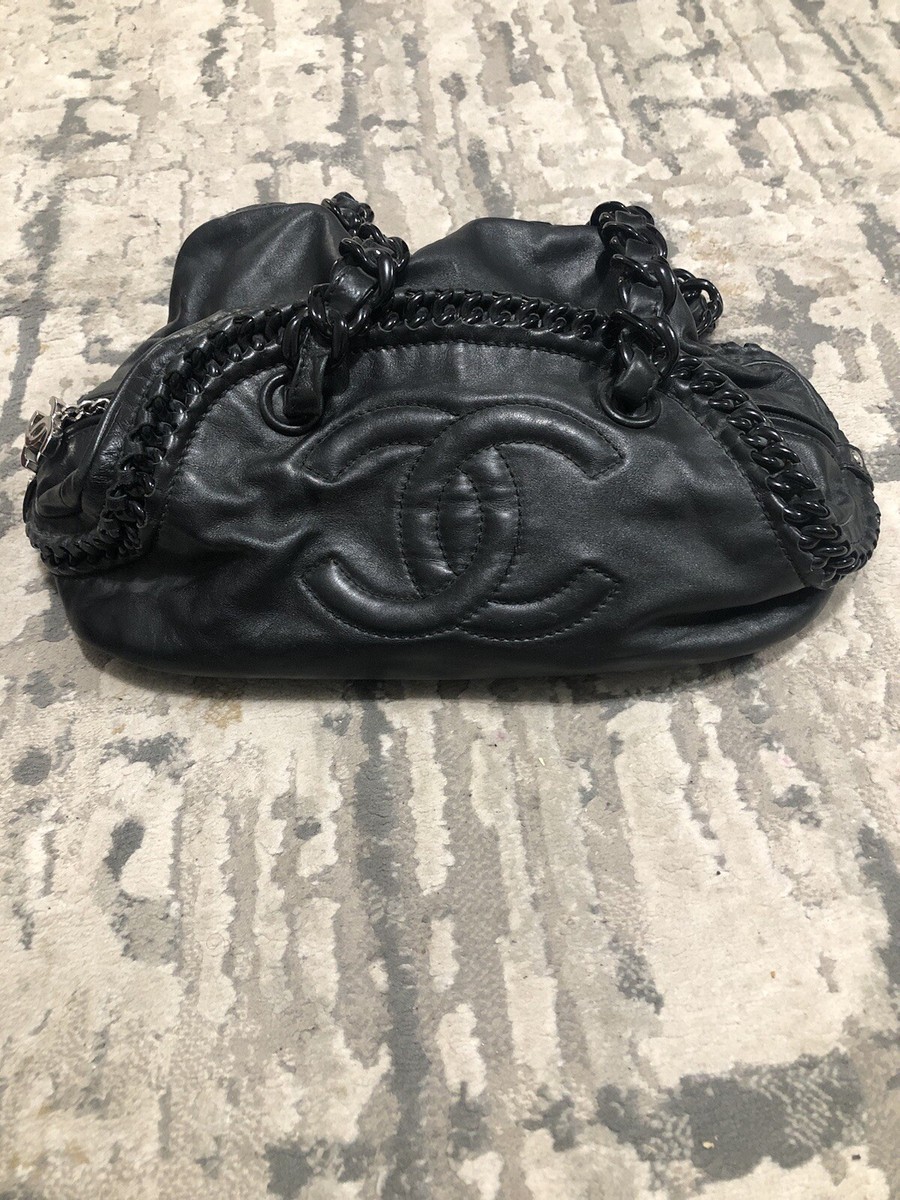 CHANEL CC HANDBAGS Black LEATHER&PLASTIC CHAIN SHOULDER
