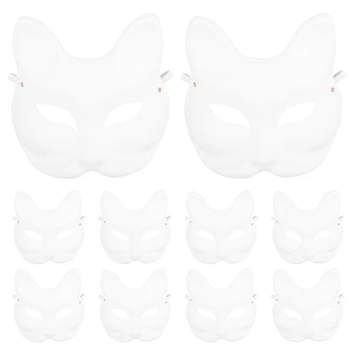  10 Pcs Masques De Pulpe Peints À La Main Homme Renard Cosplay Mascarade